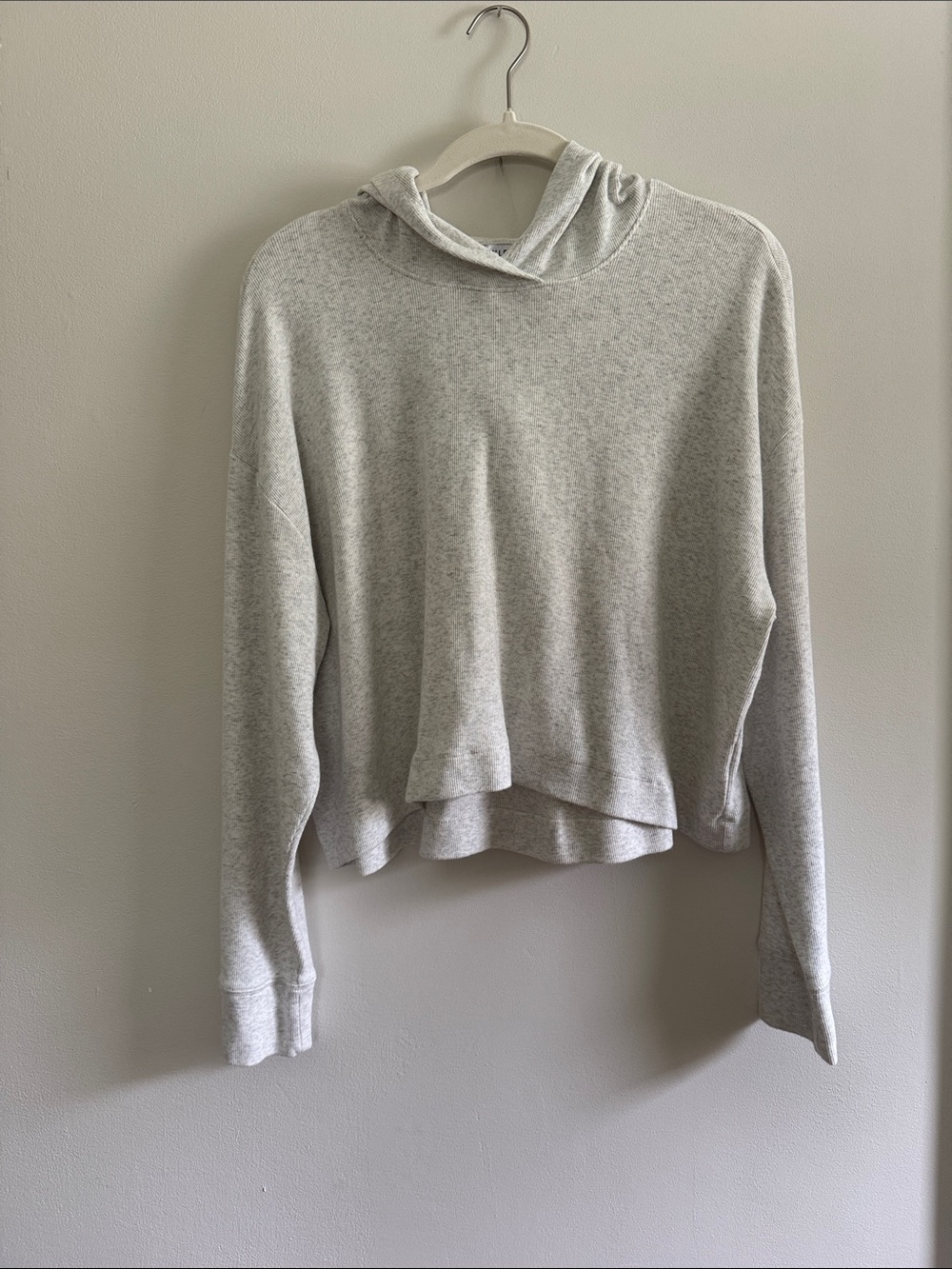 Athleta Light Gray Cropped Hooded Sweatshirt